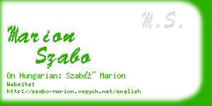 marion szabo business card