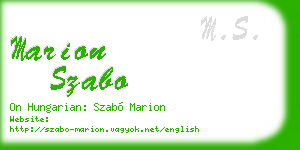 marion szabo business card